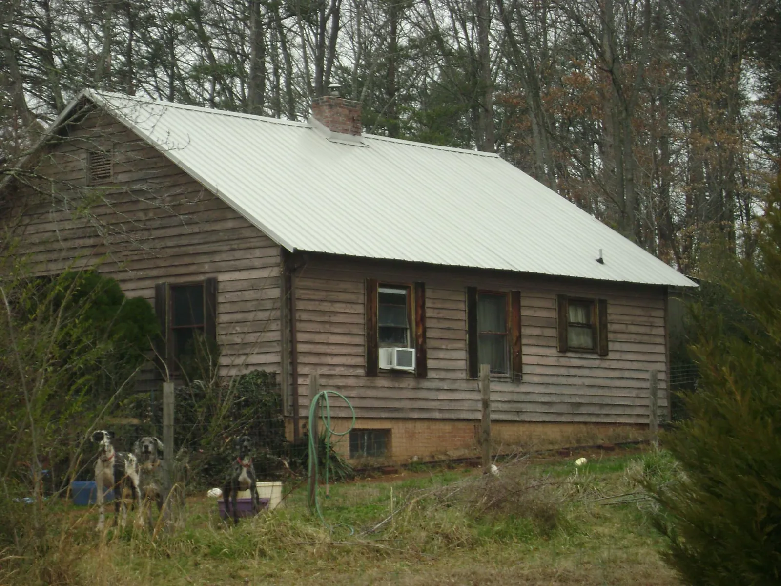 White metal roof on an old wood sided farmhouse, from a Metal Roof Installation job in Queen Anne